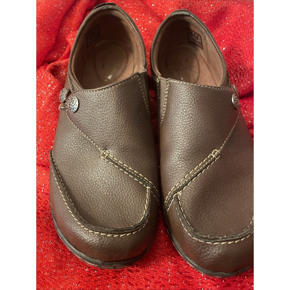 Clarks Ashland Lane Women's Brown Leather Slip-On Flat Loafers 8.5